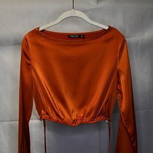 Nasty Gal Silk Long Sleeve Top